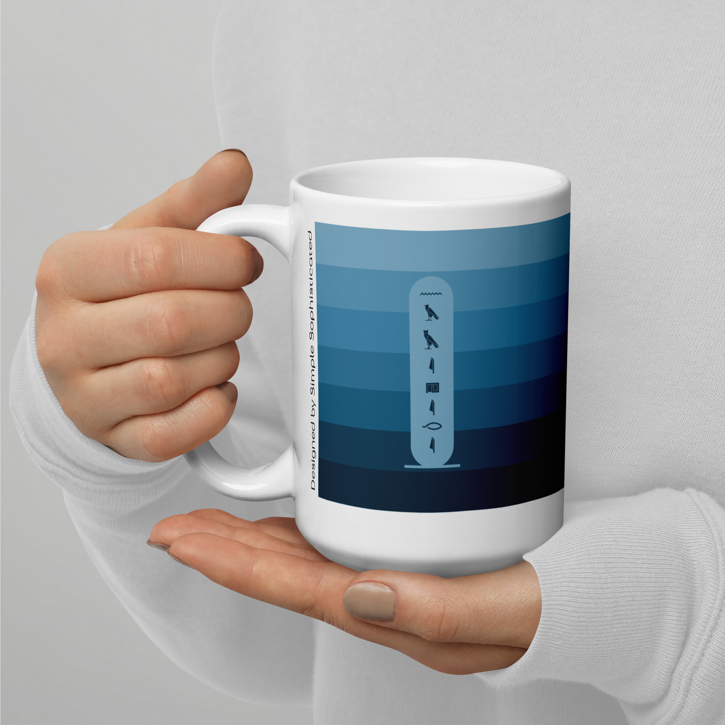 Custom Name Gradient Striped Coffee Mug 15 OZ-by SS-blue