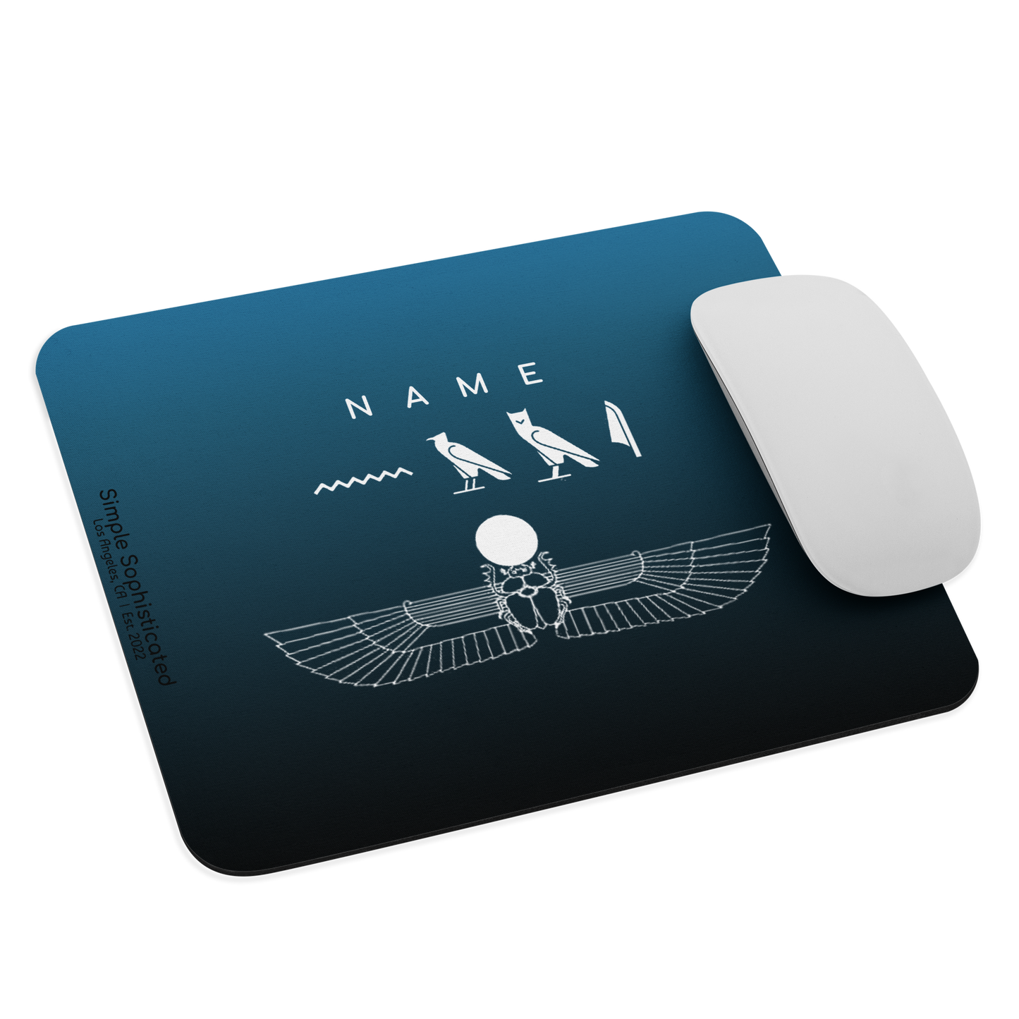 Custom Name Winged Scarab Mouse Pad-by SS-Blue