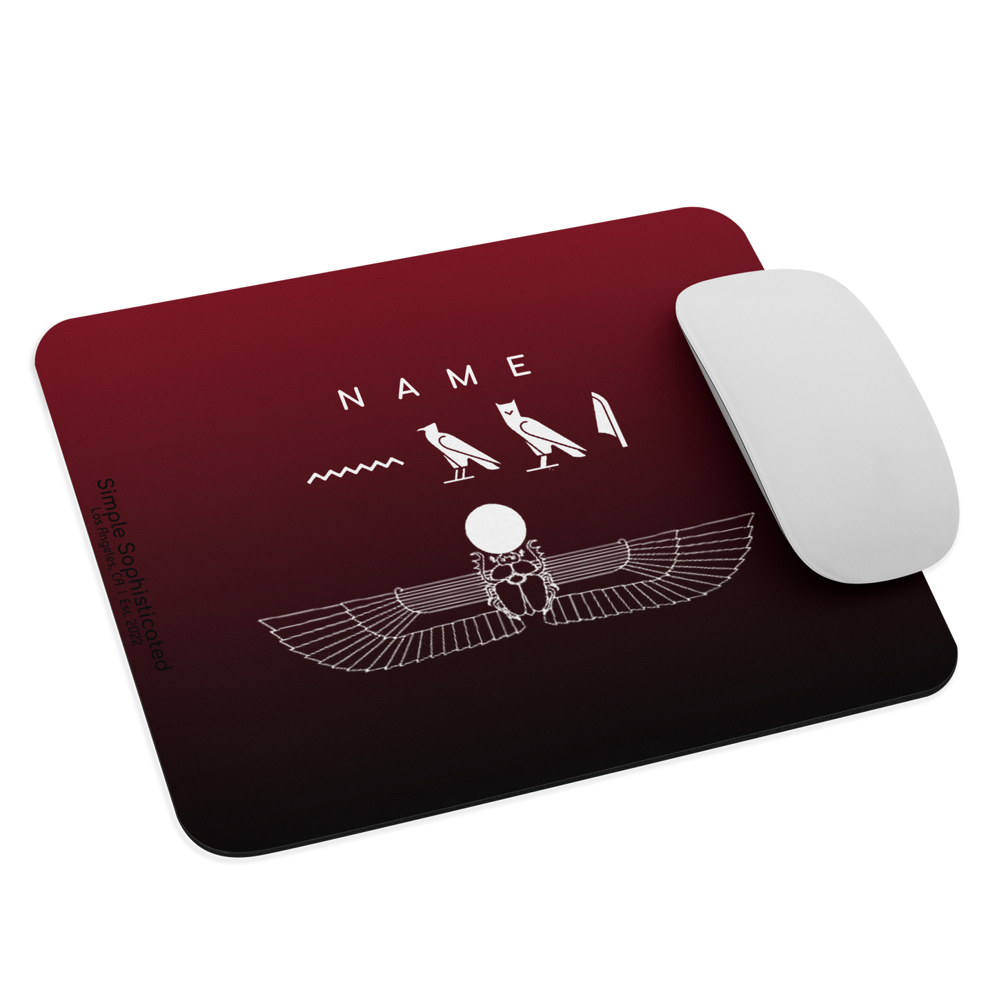 Custom Name Winged Scarab Mouse Pad-by SS-Crimson