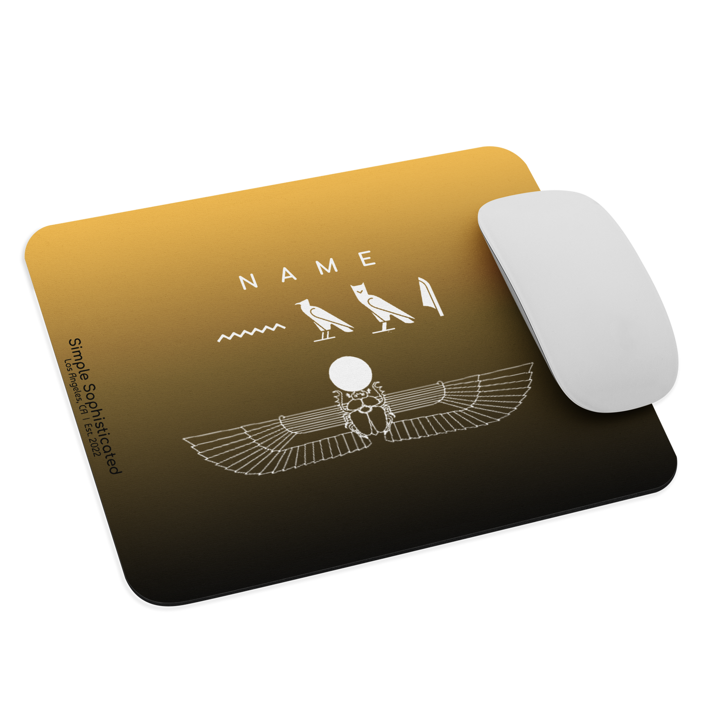 Custom Name Winged Scarab Mouse Pad-by SS-Gold