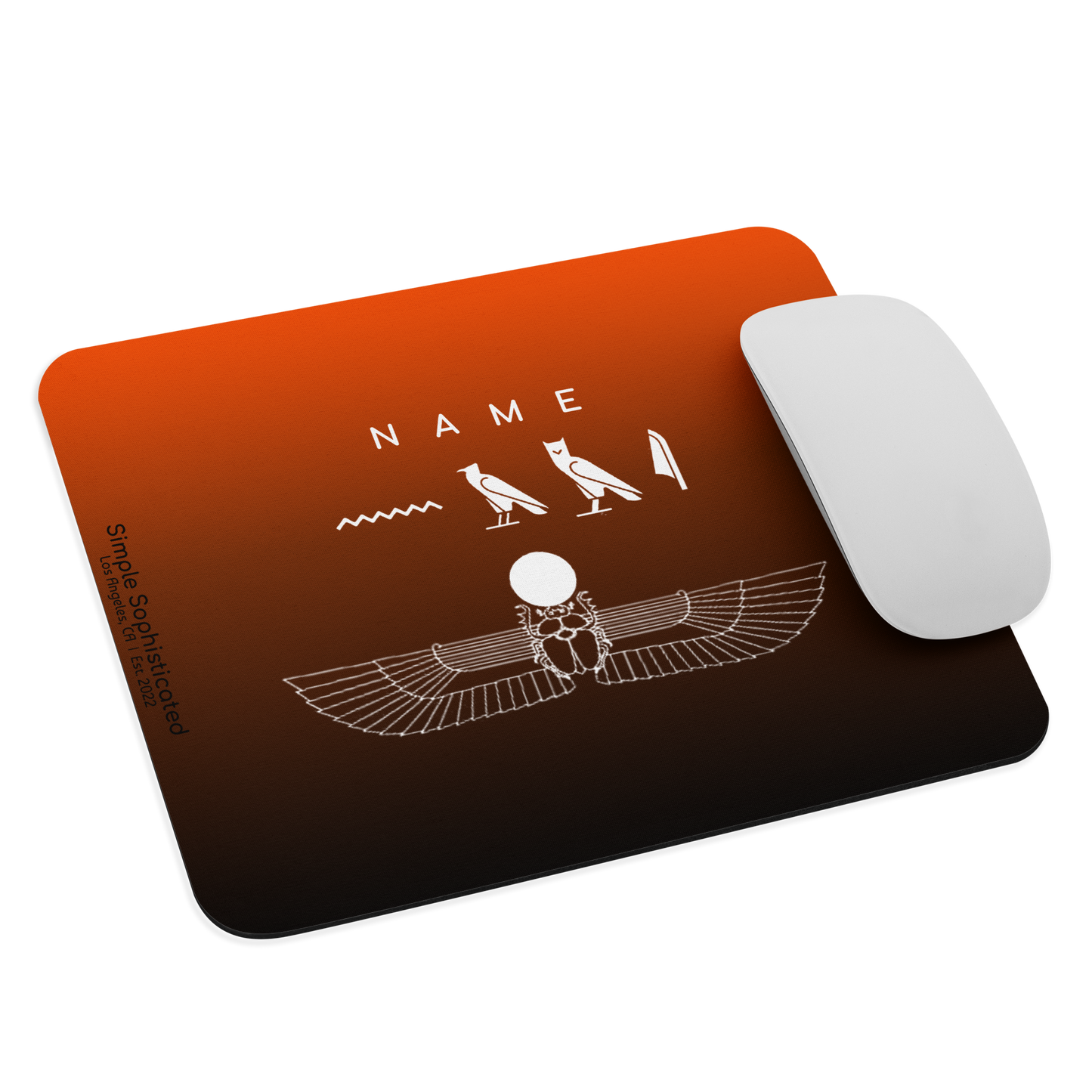 Custom Name Winged Scarab Mouse Pad-by SS-ORANGE