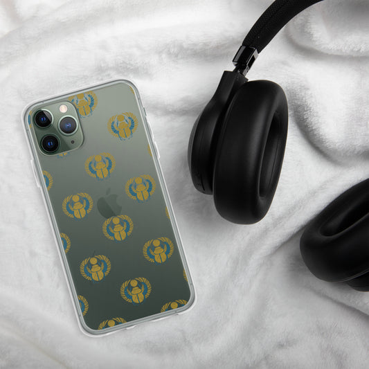 iphone 11 pro transparent phone case with ancient egyptian scarab print - by simple sophisticated