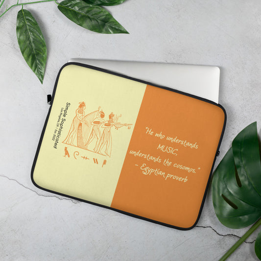 Ancient Egyptian Music Proverb Laptop Sleeve 15 inch-by SS-Cream Orange