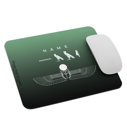 Custom Name Winged Scarab Mouse Pad-by SS-Mint Green