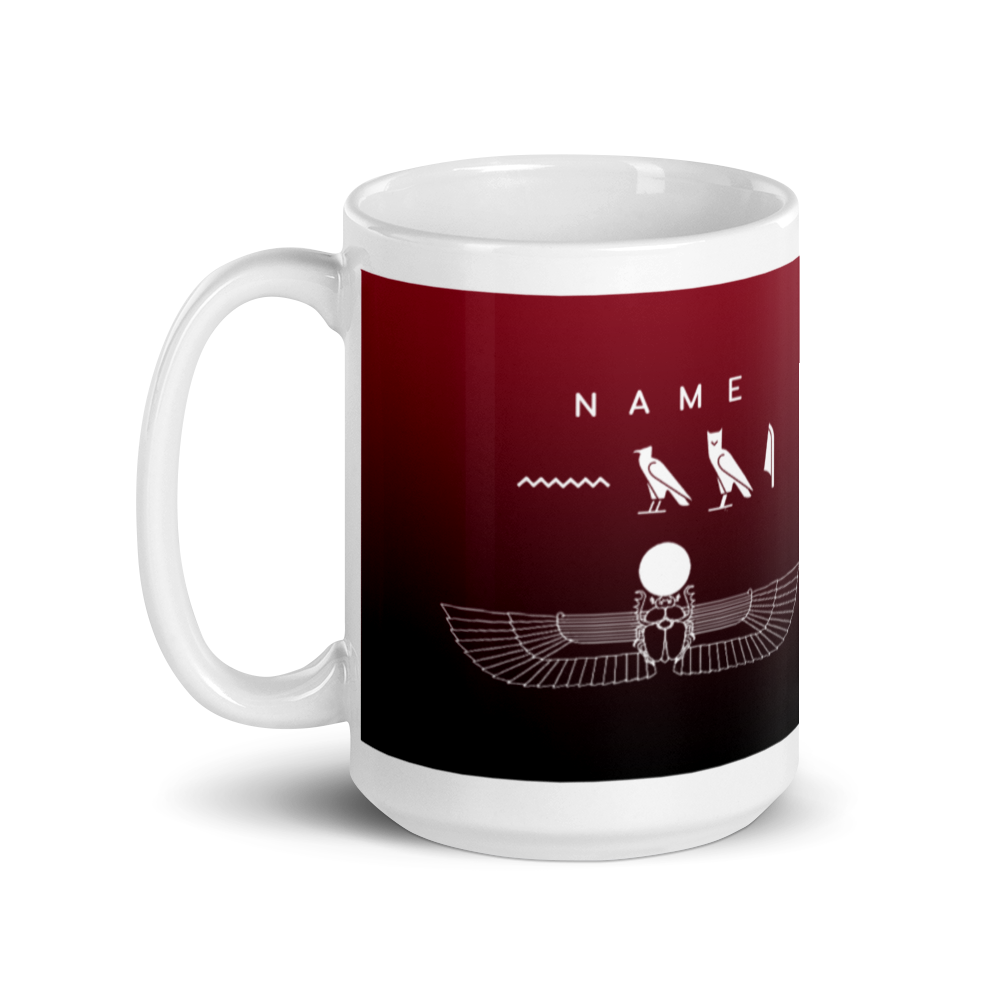 Custom Name Winged Scarab Mug 15 OZ-by SS-Maroon