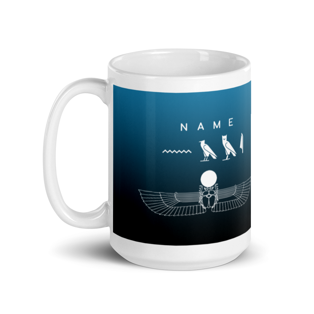 Custom Name Winged Scarab Mug 15 OZ-by SS-Blue